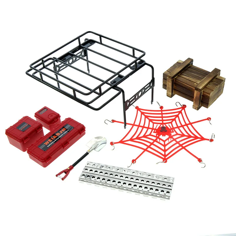 

Обновленные и модифицированные детали для SCx10, багажная сетка, крыша, рама, спасательная пластина, железная лопата, деревянная коробка, детали, коробка