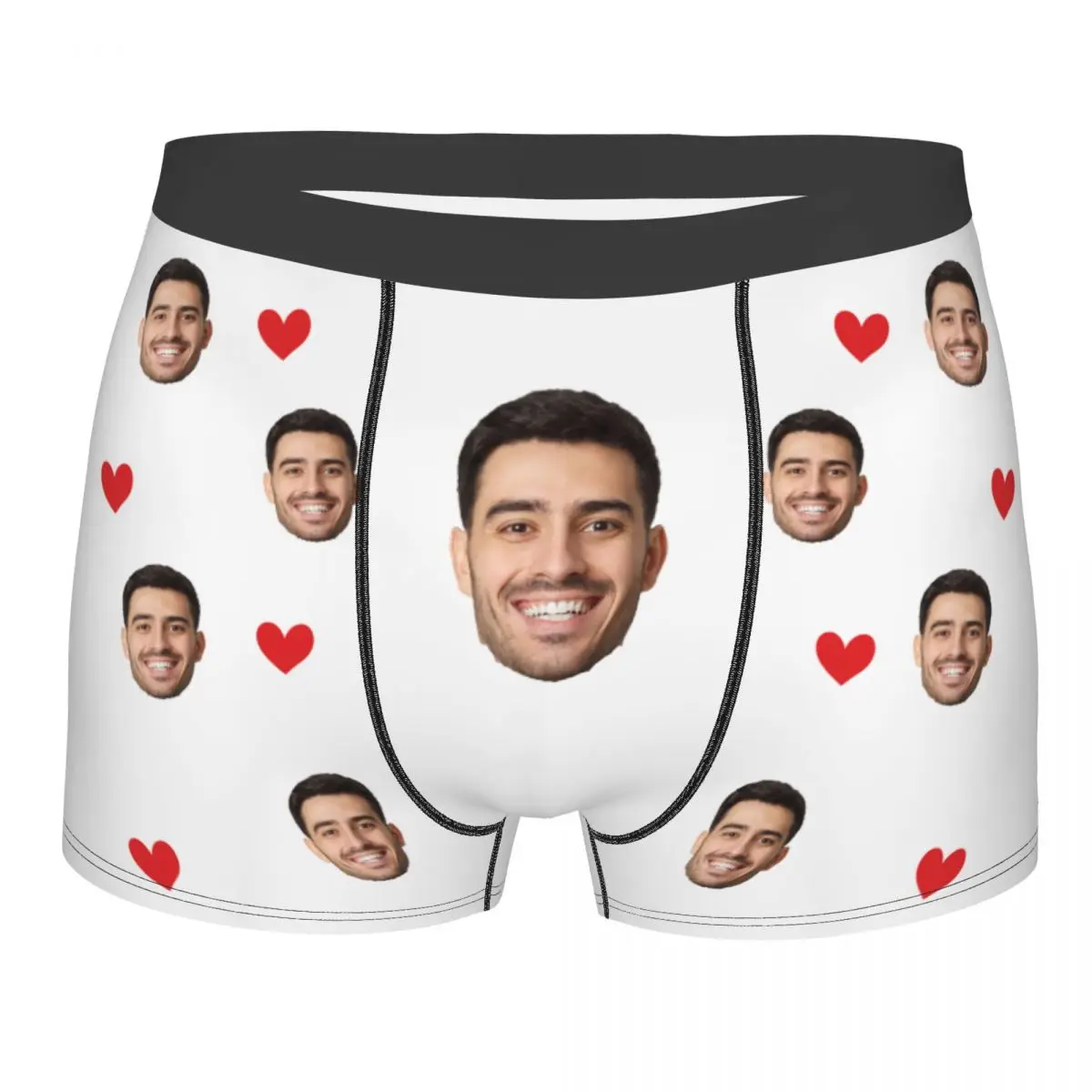 맞춤형 얼굴 사진 남성용 롱 언더웨어 복서 브리프 쇼츠 팬티 재미있는 통기성 언더팬츠 남성용