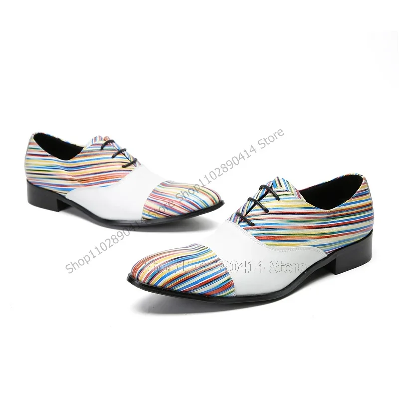 Gemengde kleur gestreepte print strappy herenschoenen mode slip-on heren casual schoenen luxe handgemaakte feestbanket herenkleding schoenen