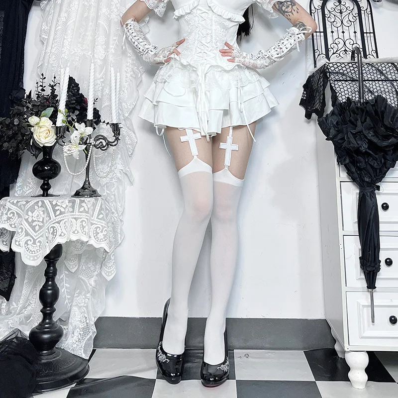Goth Dark Fashion Gothic Kniehohe Strümpfe Sexy Grunge Y2K Frauen Ultradünne Oberschenkelstrümpfe Socken Harajuku Lolita Strumpfhalterstrümpfe