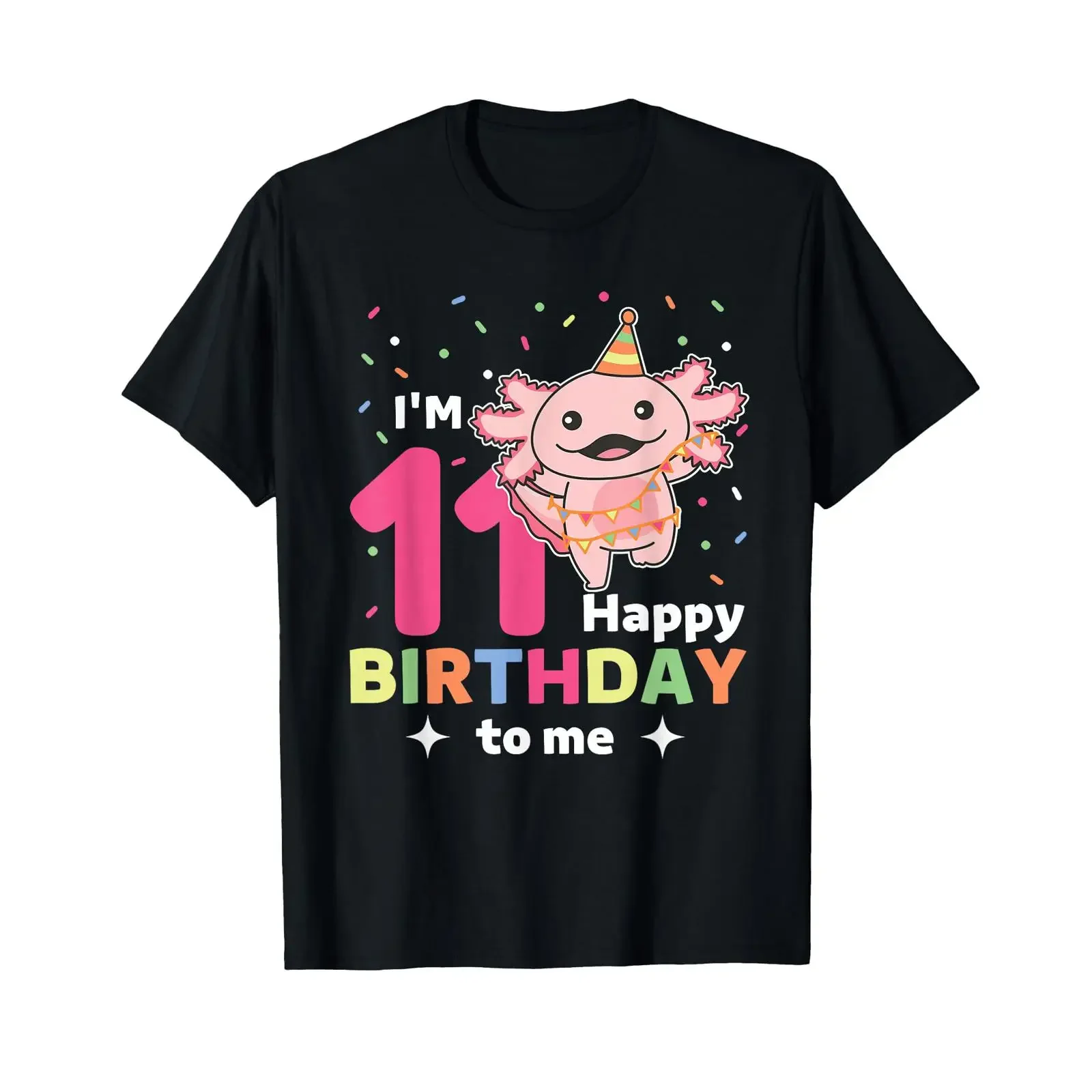 Axolotl T shirt for children aged eleven and up perfect an 11th birthday vintage Washed Breathable homme Versatile Stretched