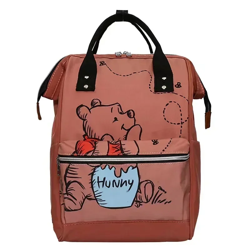 Disney Winnie The Pooh Women Backpack Student  Fashion Cartoon Print Multi-function Large Capacity SchoolBag Mother and Baby Bag