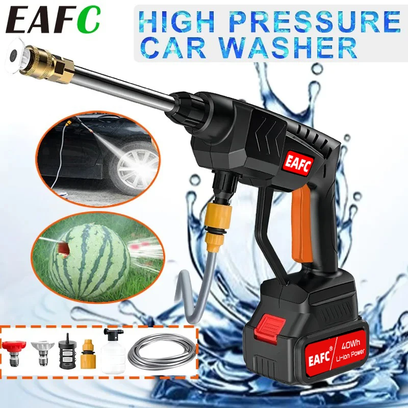 EAFC Cordless Car Wash High Pressure Washer Water Gun 60Bar Portable Cleaner for Auto Home Garden Cleaning Washing Machine