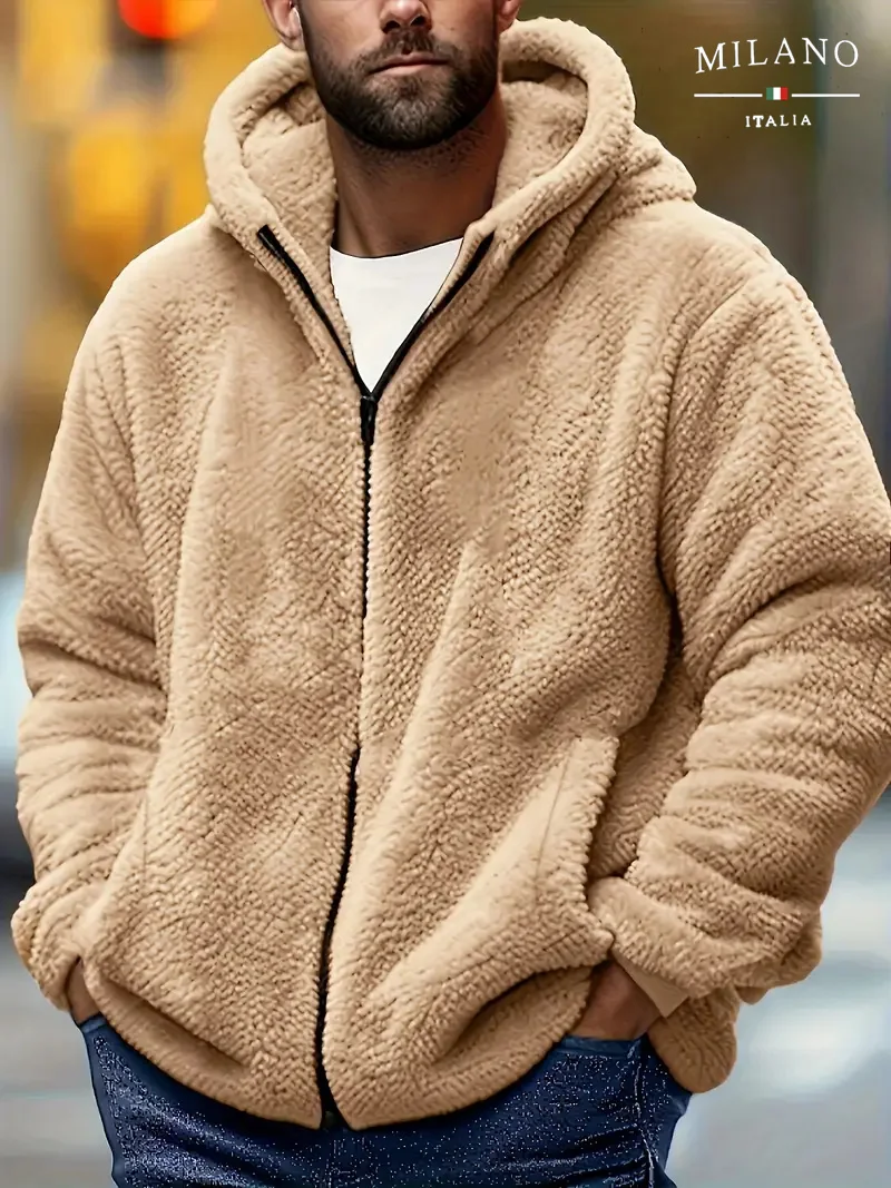 جديد الرجال مقنعين سترة سستة بلون عارضة الخريف الشتاء أزياء ملابس خارجية