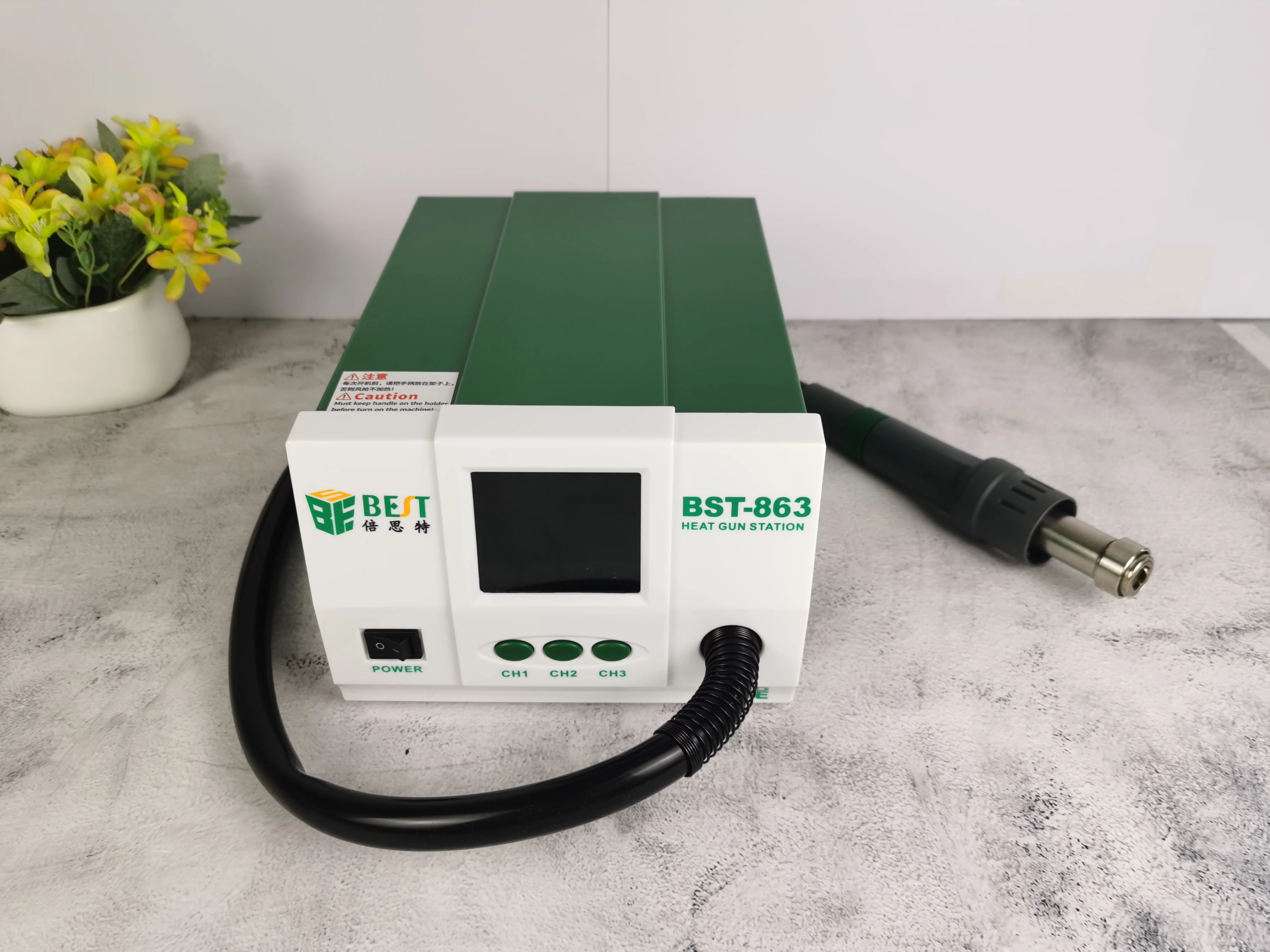 BST-863 Lead-Free Hot Air Gun Soldering Station LCD Display Touch Screen Constant Temperature Heat Gun Desoldering Station 1200W