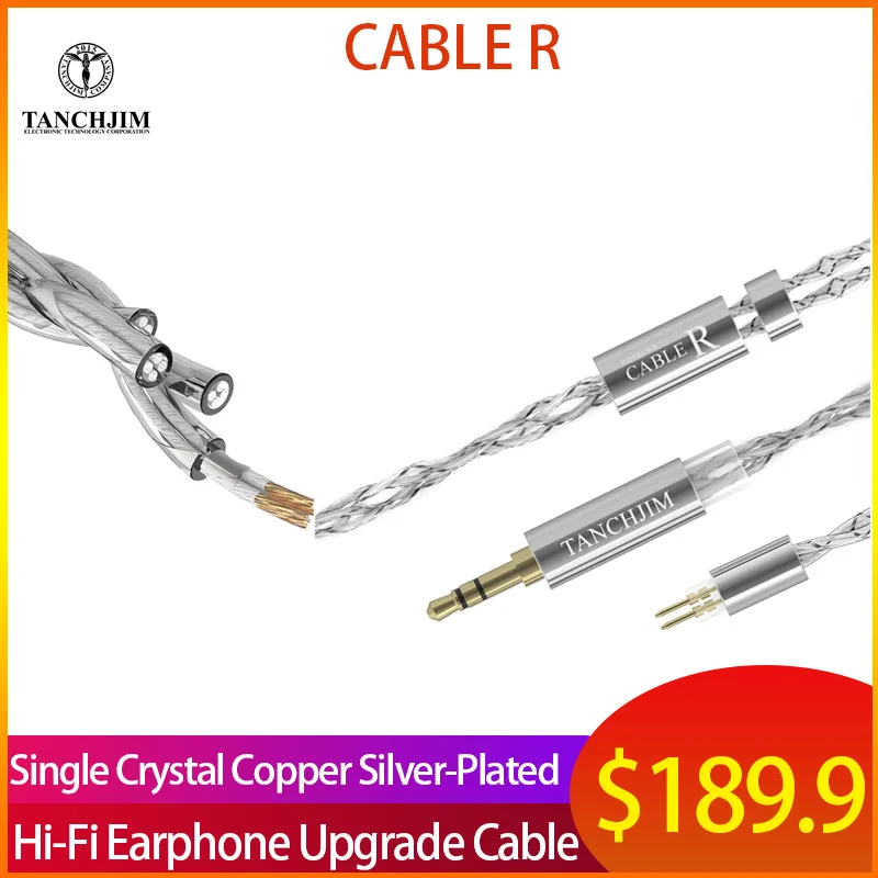 

TANCHJIM CABLE R Hi-Fi Earphones Upgrade Audio Cable Single Crystal Copper Silver-Plated Detachable for PRISM Earphones Cable