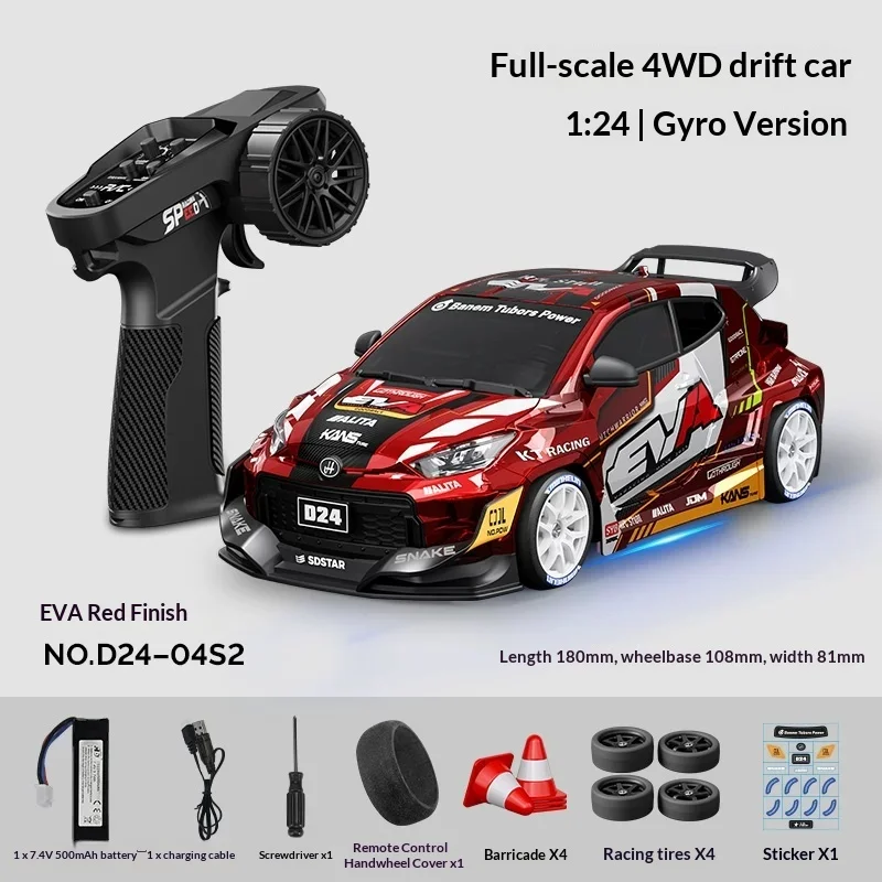 Gyro version SDSTAR RC Drift Car 1:24 Scale 4WD D24 Full Proportional Control Two Sets of Wheels Professional Remote Control Toy