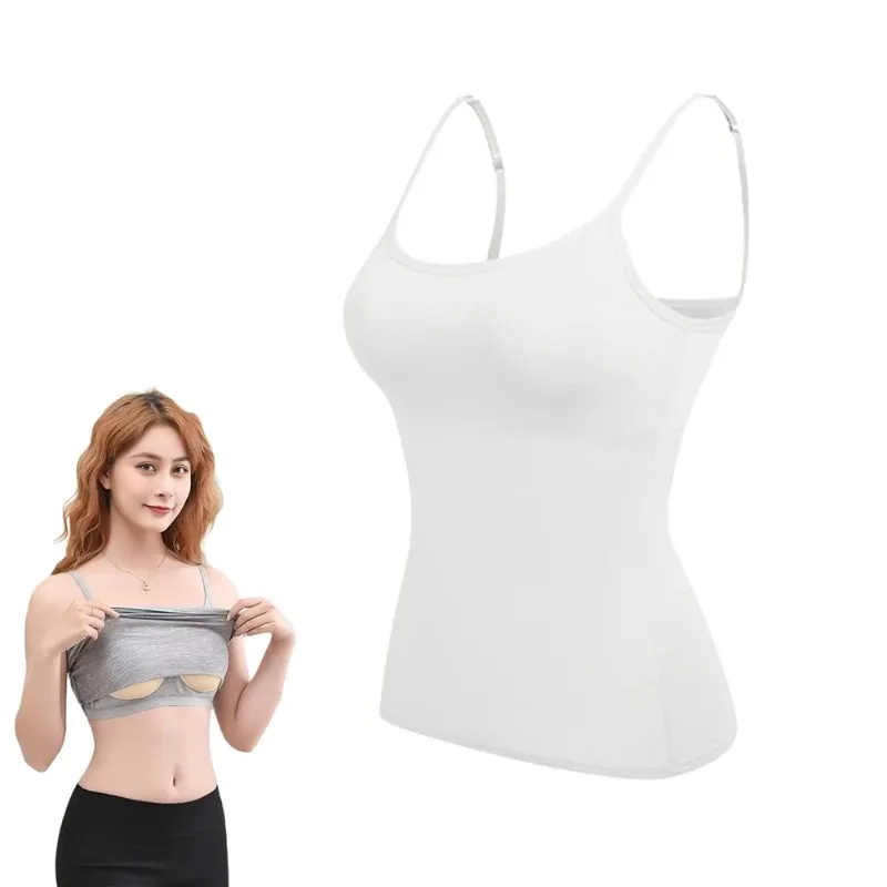 ملابس علوية نسائية مثيرة حمالة صدر مبطنة سباغيتي بروتيل علوي سترة نسائية قميص قصير مع حمالة صدر مدمجة سترة علوية بدون أكمام 2024