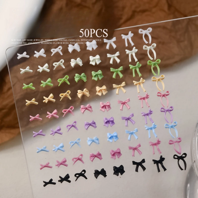 50/30/20 PC 3D มินิน่ารักโบว์เล็บ Charms ขนาดผสมริบบิ้นเรซิ่นสําหรับ Kawaii เล็บตกแต่งเล็บ DIY หัตถกรรมอุปกรณ์เสริม