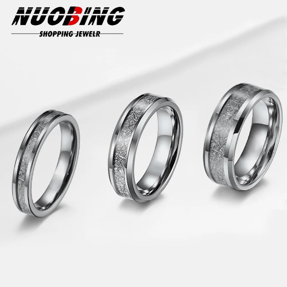 

Fashion Couple Ring Vintage Stainless Steel Men's Wedding Ring Elegant Meteorite Silk Ring Set Bridal Engagement Jewelry Gift