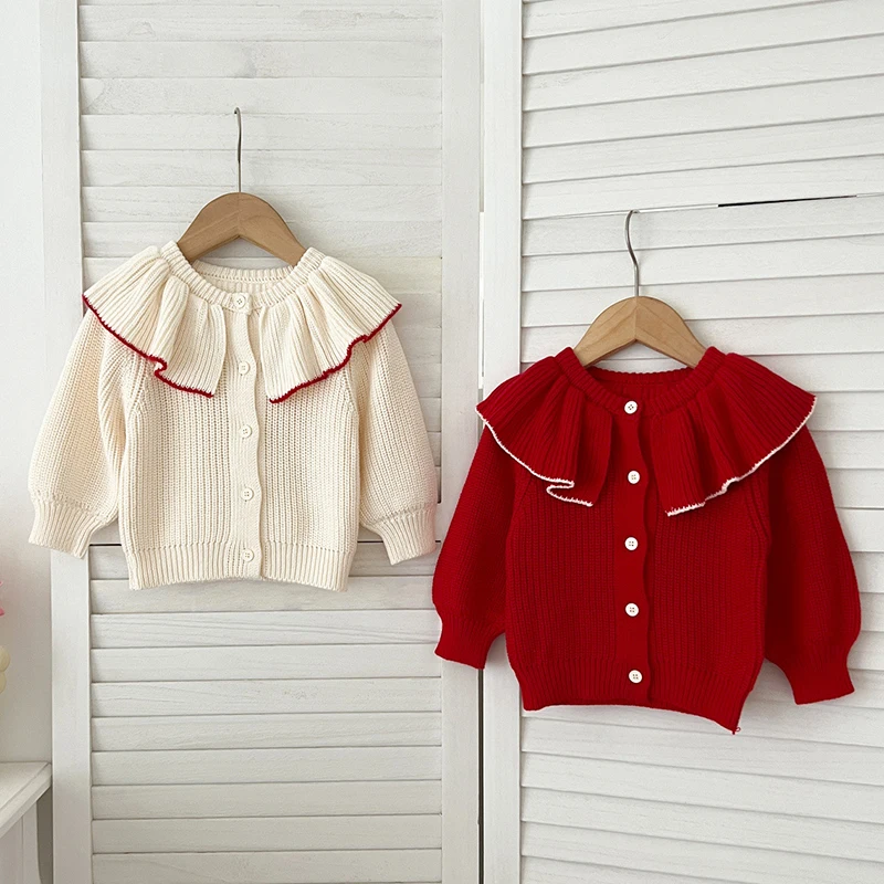 2026 New Autumn 0-3Yrs Toddler Baby Girl Knitting Cardigan Coat Long Sleeved Solid Color Newborn Baby Girls Sweater Coat