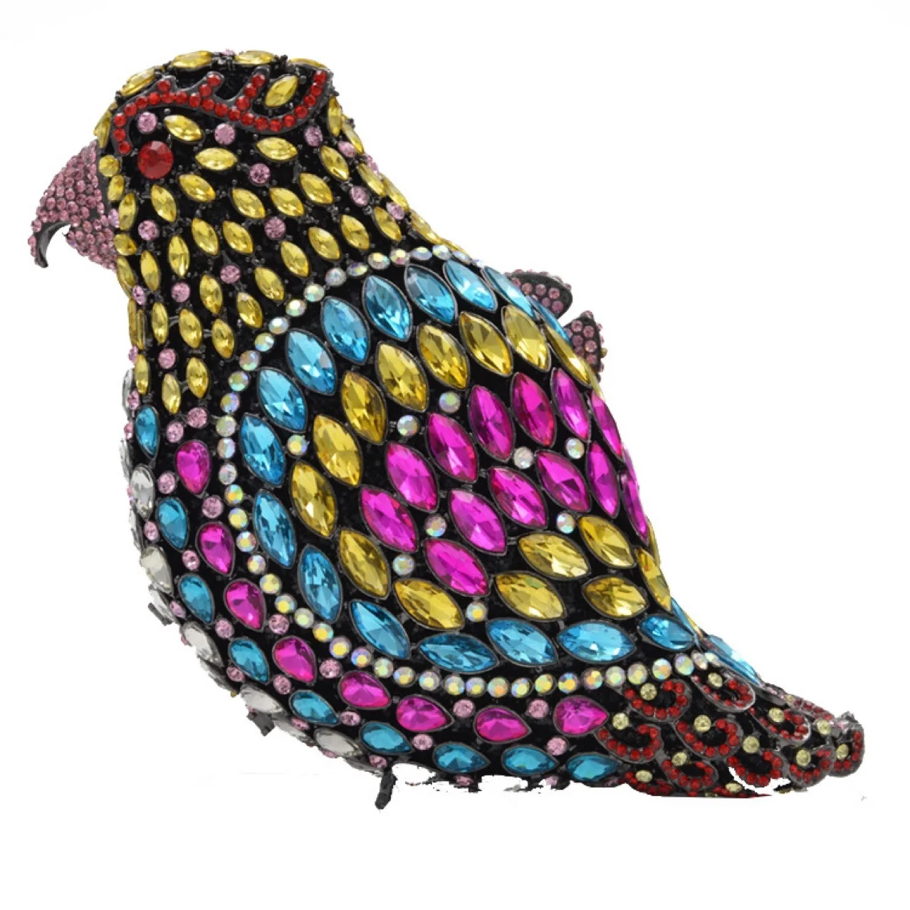 

Parrot Diamond Dinner Bag Metal Hard Box Full Of Diamonds Banquet Clutch Bird Clutch Sequin Glamour Party Clutch Luxury Handbags