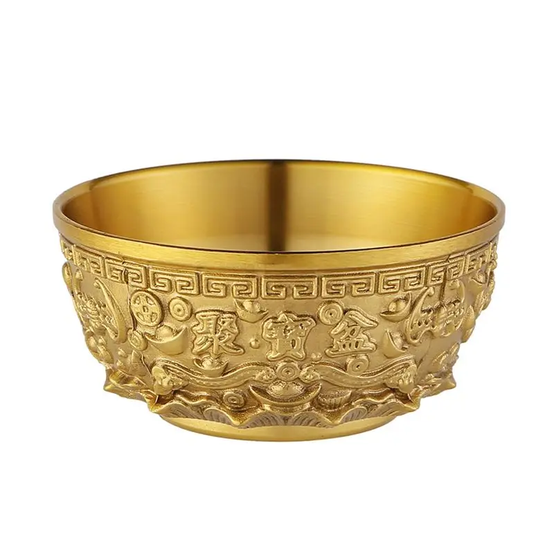 NEW HOT In Stock-Wealth Accumulation Money Jar Brass Ornament Copper Metal Container Coin Treasure Storage Ingot Bowl