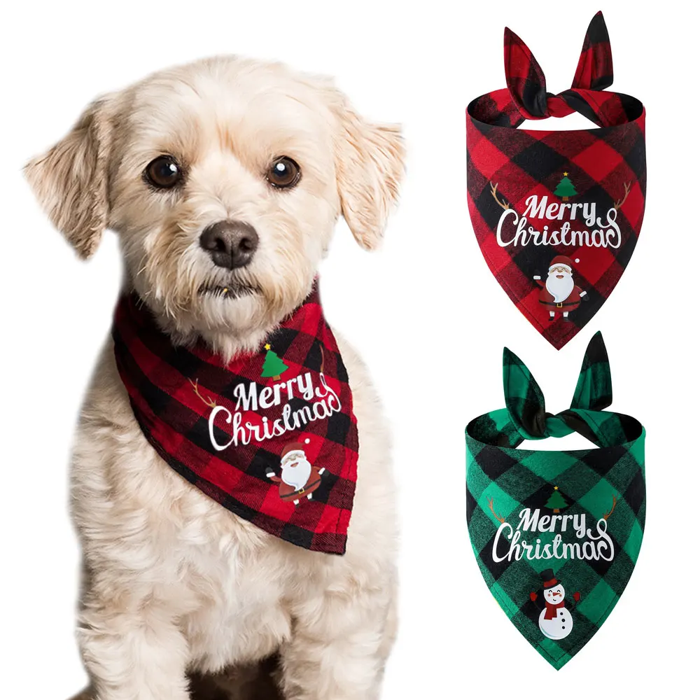 

Christmas Dog Cat Bandana Collar Soft Puppy Kitten Neck Scarf Collars Plaid Washable Pet Neckerchief Accessories Pets Clothes