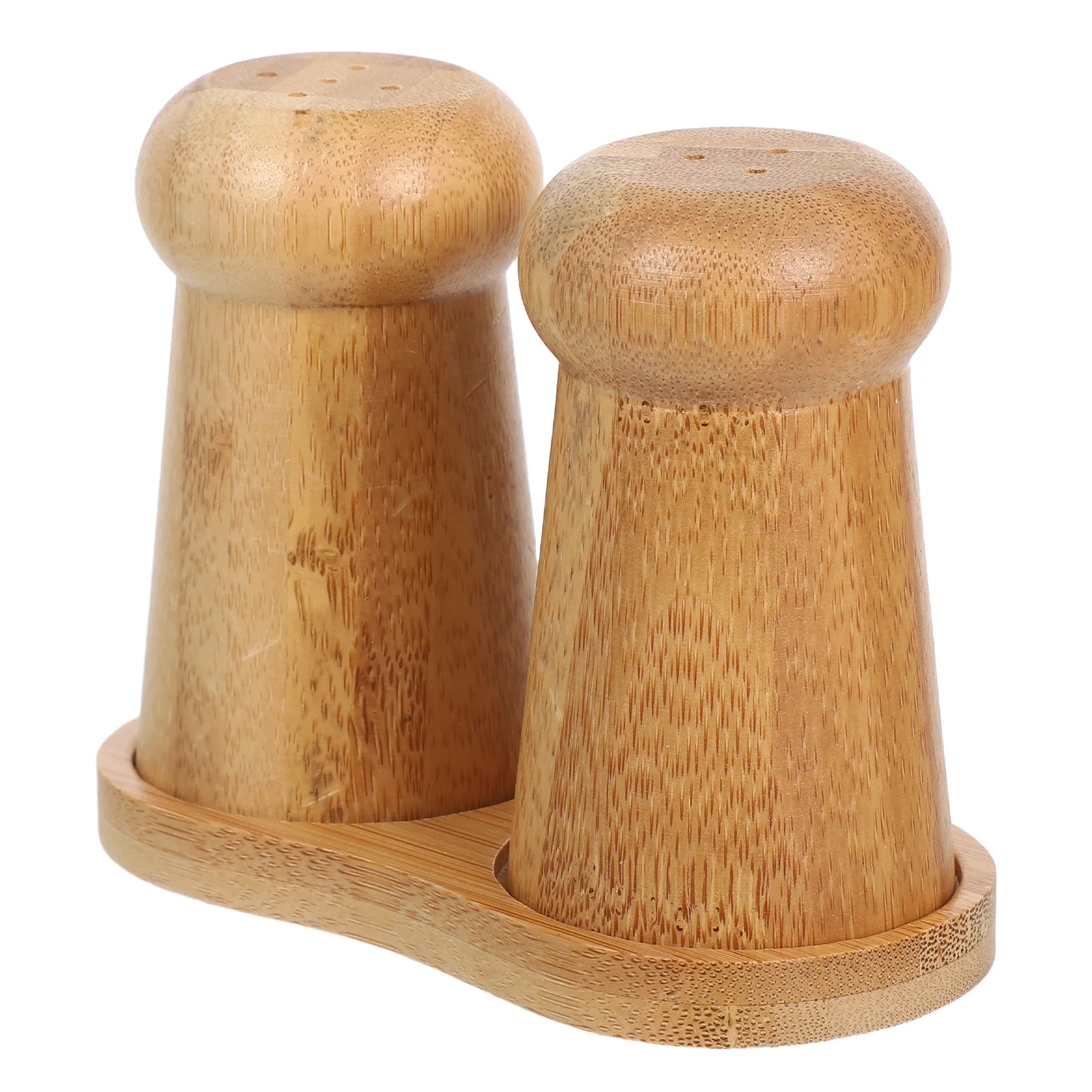 

1Set Bamboo Mushroom Salt Pepper Shakers Multi-Compartment Kitchen Spice Organizer Tray Airtight Seasoning Dispenser