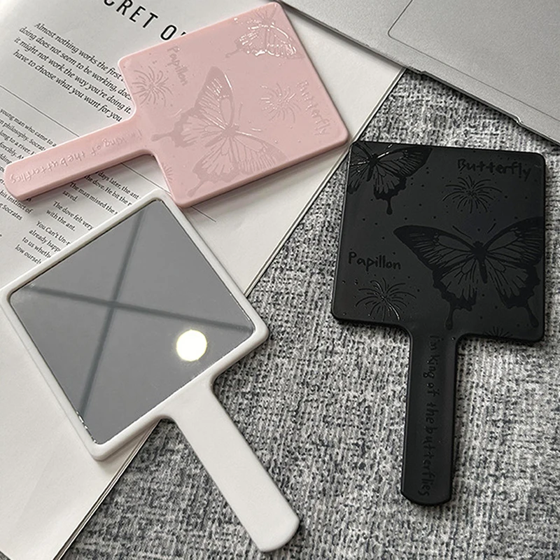 Vintage Butterfly Square Mirror – Compact Handheld Makeup Mirror for Travel, Desktop, and Gifting