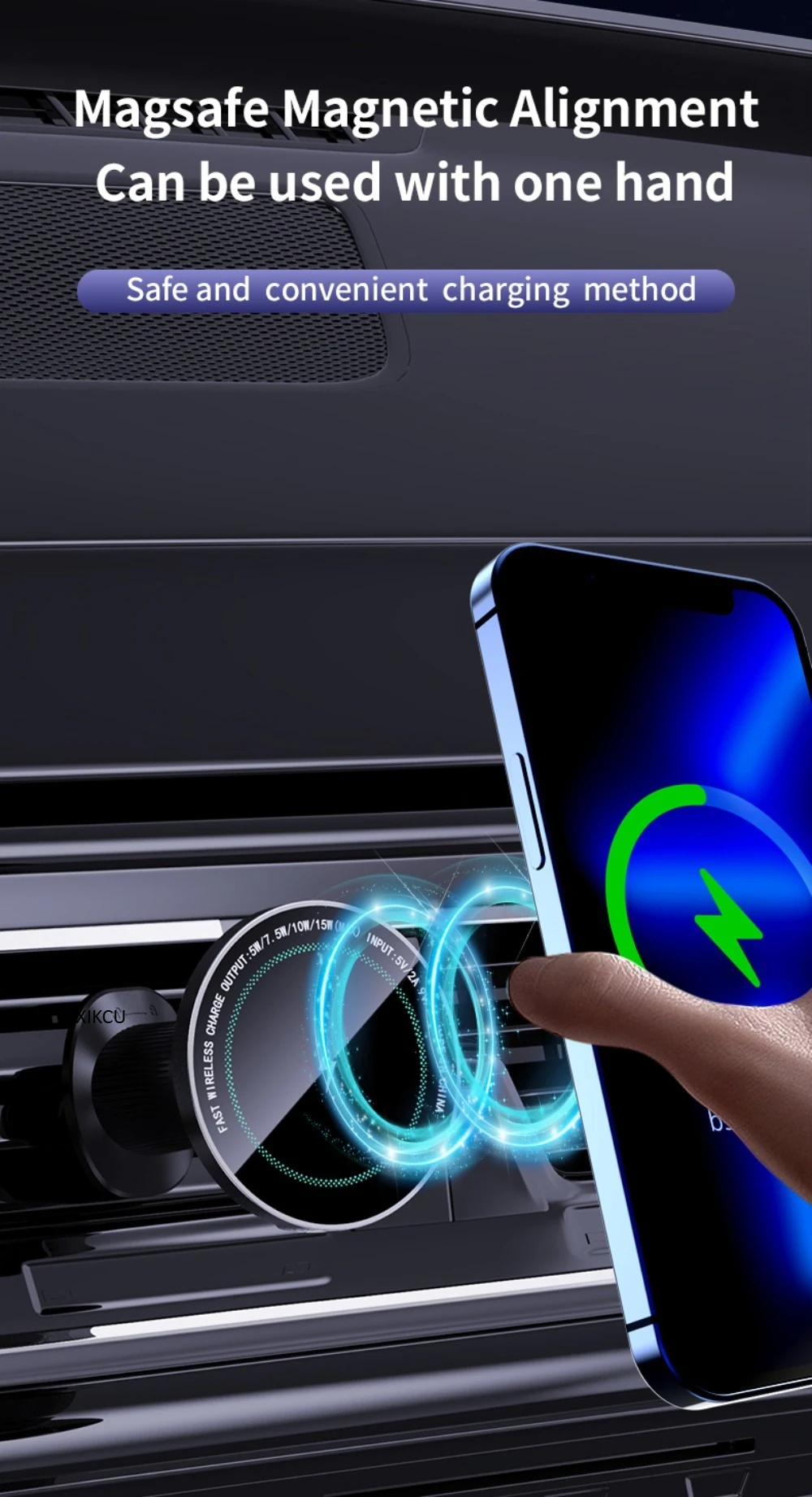 차량용 마그네틱 무선 충전기 GPS 에어벤트 폰 홀더 스탠드 마그세이프 아이폰 17 16 15 14 13 12 프로 맥스 고속 충전 스테이션