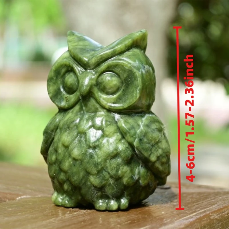 Natural Serpentine Stone Owl Figurine Home Decoration Item Holiday Gift Crystal Handicrafts Collection