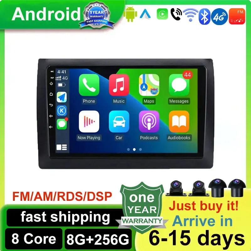 Android 14 For Fiat Stilo 2002-2010 Car Radio GPS Navigation Multimedia Video Player WiFi 4G Auto Stereo BT No 2din