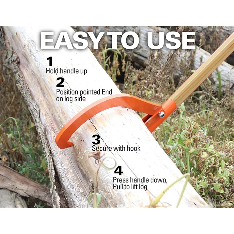 PZHI Roller Felling Lever Log Peavy Cant Hook, Heavy Duty Carbon Steel Lifter for Cutting Wood, Rustproof Home Garden Tool