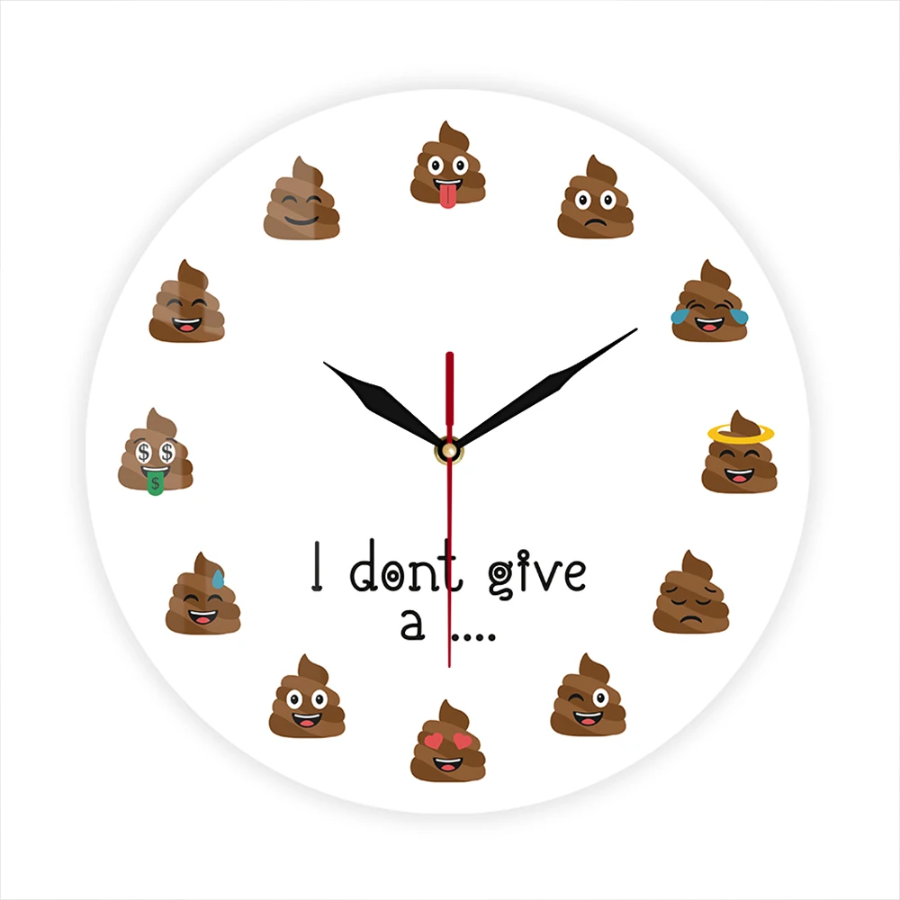 Cool Poop Face Expression Wall Clock for Living Room Bedroom Home Decor Wall Clock