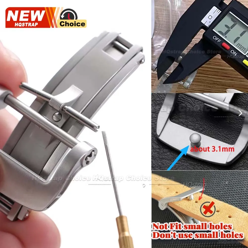 Picture 3: New High Quality Stainless Steel Folding Button 18mm 20mm Double Press Butterfly Buckle for Richard Watch Strap Clasp Silver