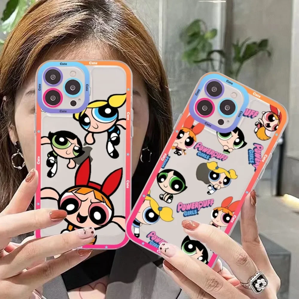 Cute-P-Powerpuffes-G-Girls Phone Case For Samsung S 20 21 22 23 Lite Plus Ultra Clear Mobile Cover Funda