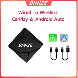 Binize 무선 카플레이 어댑터, 도요타, 마쓰다, 닛산, 기아, 현대, 포드, 오펠용, 유선-무선 안드로이드 오토, 2 in 1