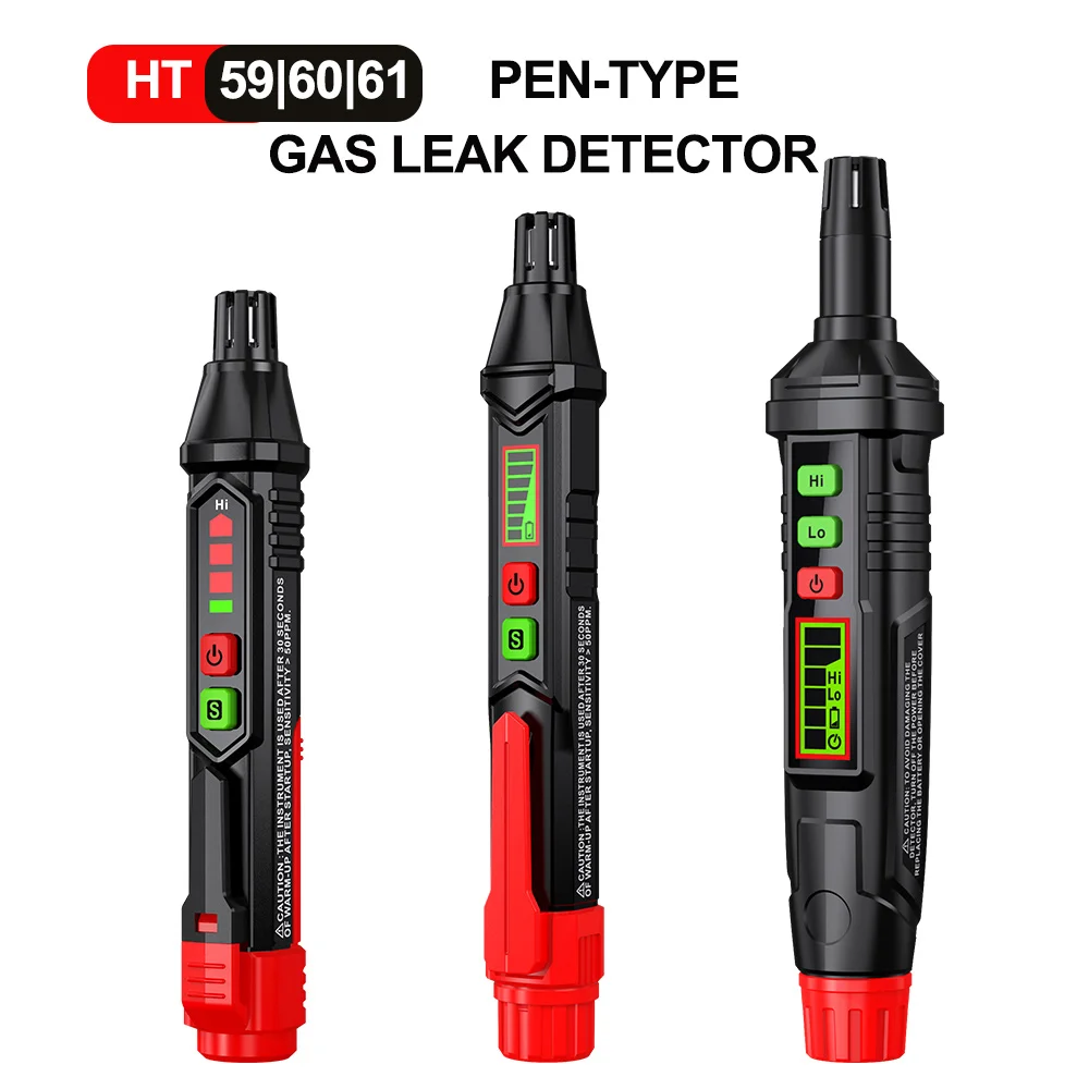 HT59/60/61 Portable Gas Leak Detector Gas Analyzer Pen Combustible Flammable Natural Methane Mini Detector Sound & Screen Alarm