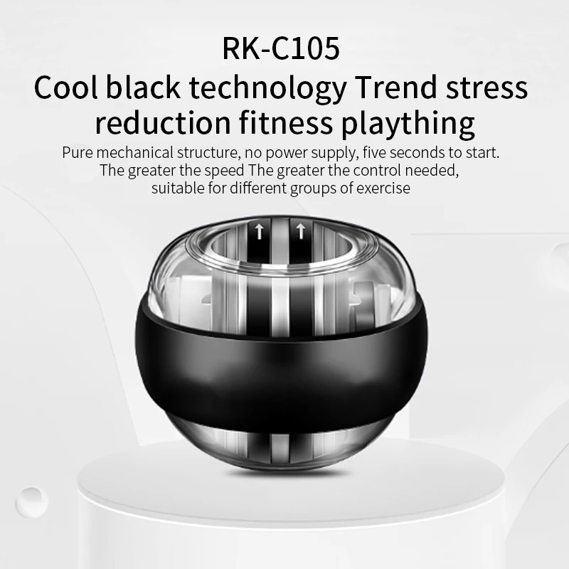 Fortalecedor de pulso e antebraço, Power Ball, Trainer Workout, Basic Push-Up Spinning Gyro Ball com luz LED