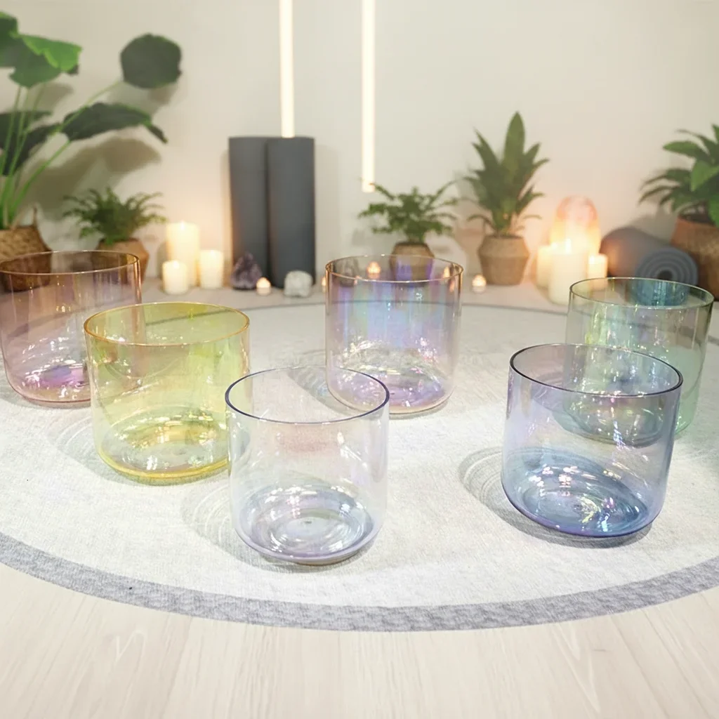 Natural Clear Crystal Quartz Bowl Singing Set High Quality Chakra Light Sound Therapy Sound Healing Instrument for Sound Bath