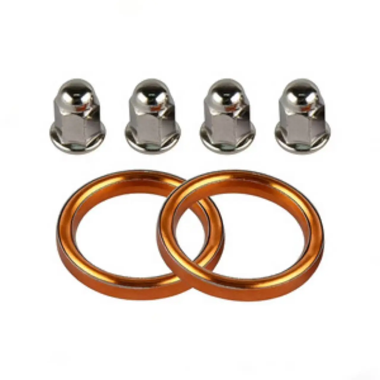 Exhaust Gasket Seal Ring M6 Dome Nut Kit Chrome Plated For Motorbike Motorcycle Exhaust Pipe Aftermarket Replacement Hardware