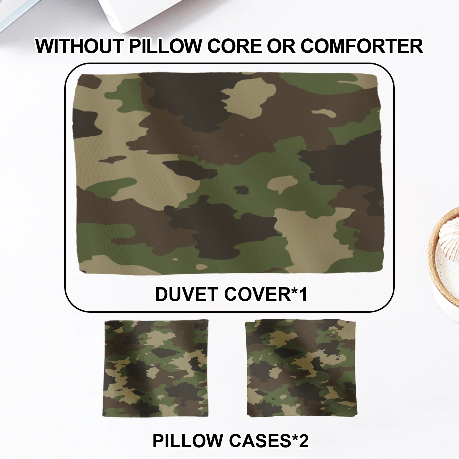 Woodland Camo Duvet Cover Set Green Brown Camouflage Bedding Set For Teens Guys Bedroom Twin Queen King Size With Pillowcases view 6