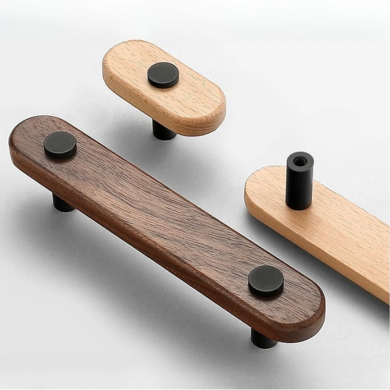 Door Drawer Furniture Kitchen Beech Wood Solid Zinc Alloy HandlesDrawer Cabinet Furniture Kitchen Handles Cabinet Knob