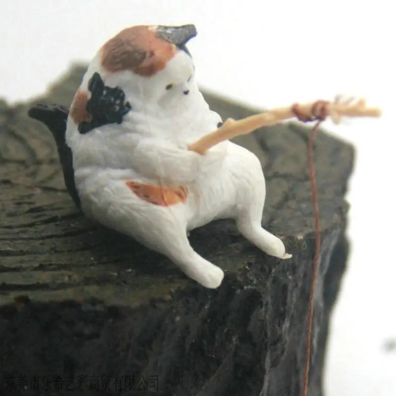 Mini Siedzące Koty Wędkarskie Figurka Urocze Koty Statuetka Śliczne Kociak Rzemiosło Kociak Ozdoby Mini Statuetka Kota Dekor Małe Akwarium — zdjęcie 3