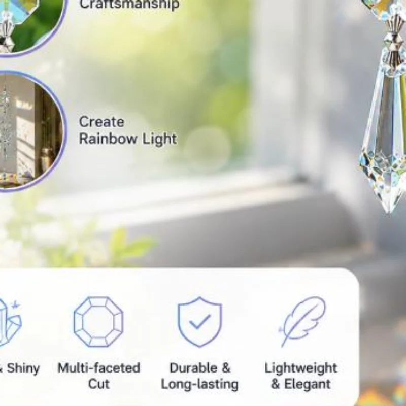 Gorgeous Glass Crystal Prism Suncatcher Chandelier Parts Crystal Lucky Hanging Pendant Handmade Christmas Wedding Decor