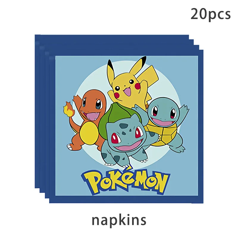 Pokemon Party Einweg-Geschirrset Teller Becher Servietten Strohhalme Tischdecke für Pikachu Geburtstagsparty Dekorationen Zubehör