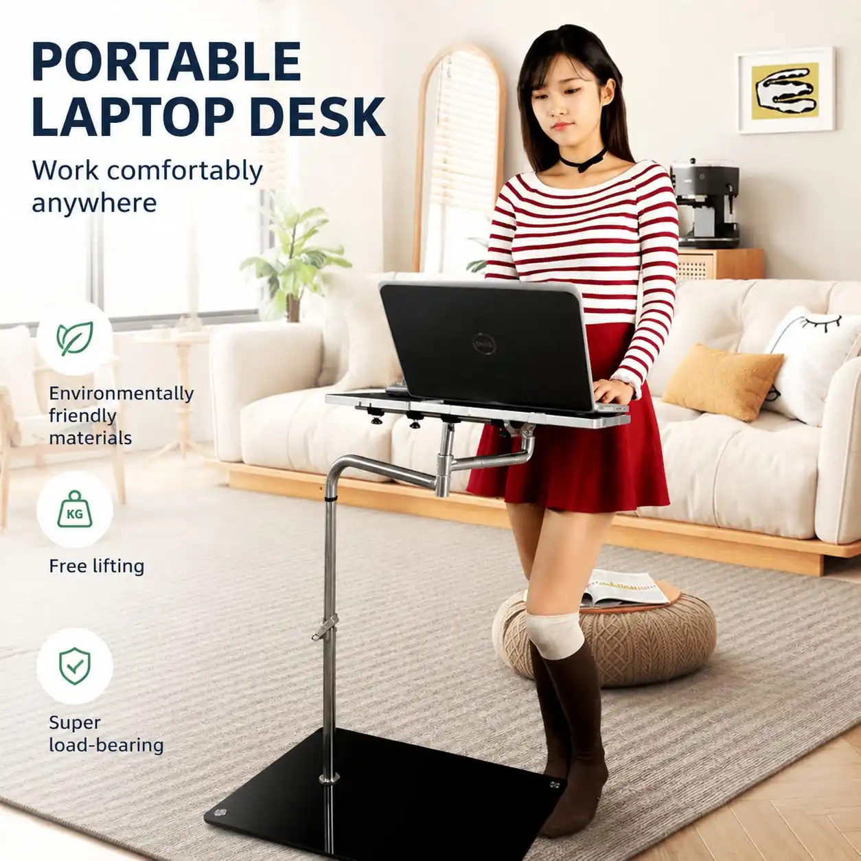 360° Rotating Adjustable Laptop Desk – Foldable Telescopic Cooling Stand for Bed, Sofa & Home Use