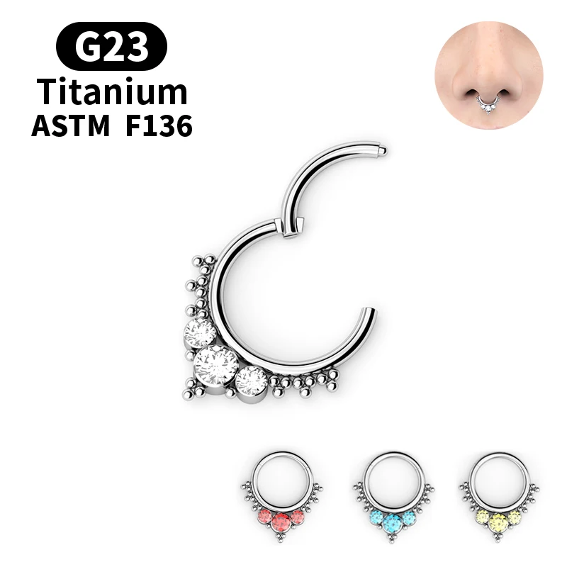 

Luxury Sapphire Nose Ring G23 F136 Titanium Nose Ring Nipple Ring Body Piercing Set 3A Zircon Fashion Lady Body Decoration