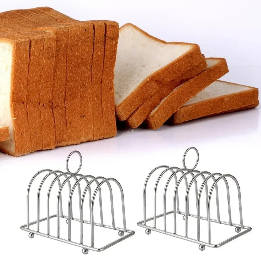 Stainless Steel Toast Bread Rack Restaurant Home Bread Holder 6 Slices Food Display Tool For Restaurant Kitchen Accessories