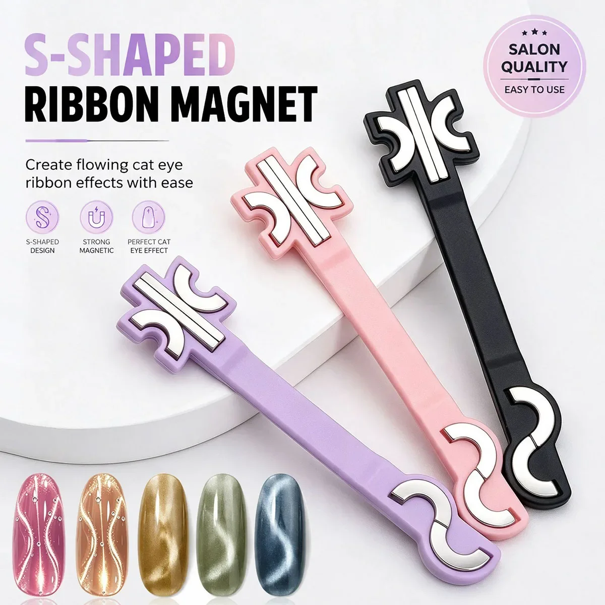 S Shape Twisted Nail Art Magnetic Wand Fancy Swirl Magnet Nail Art Various Cat Eye Pattern Effect DIY Nail Salon Accessory