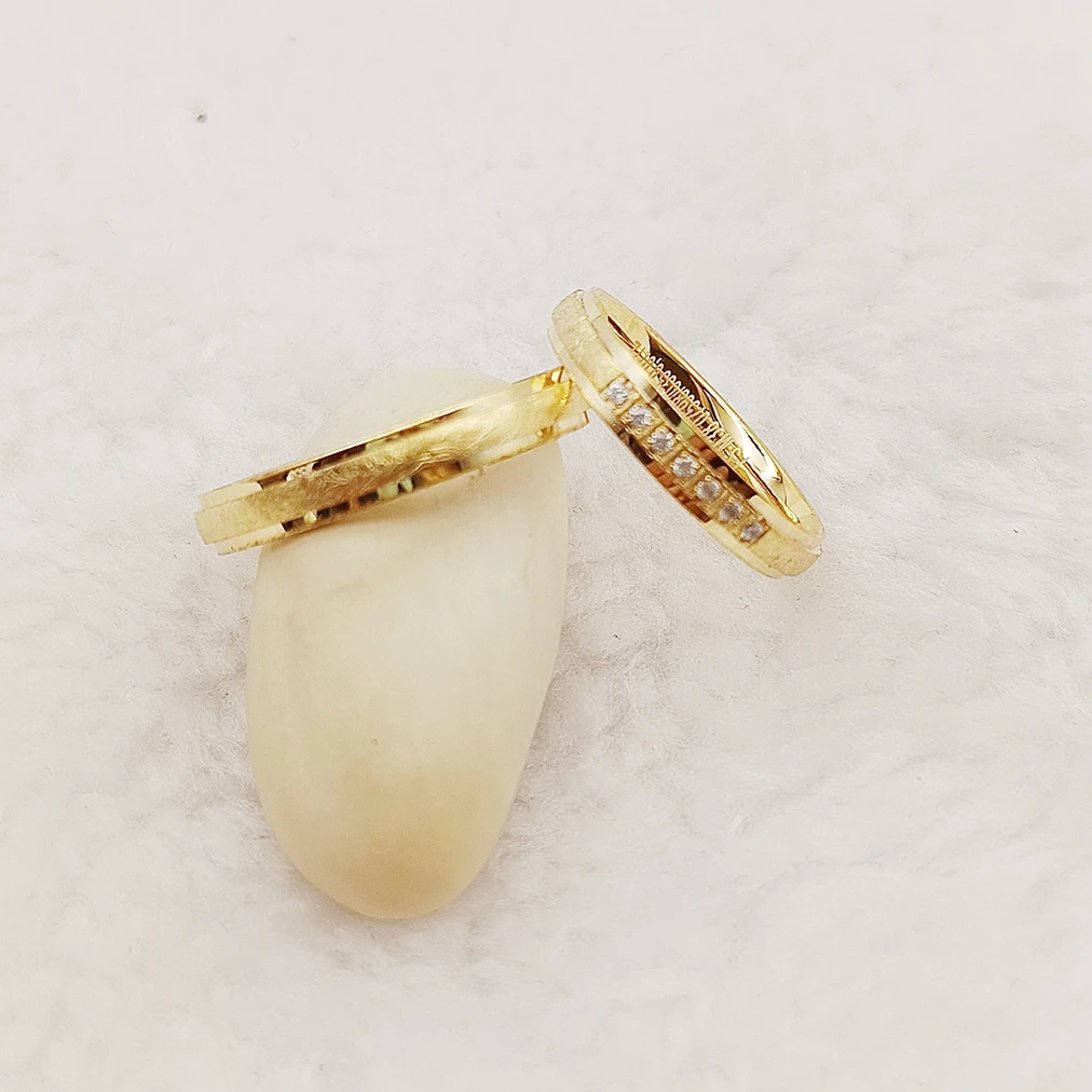 فريدة من نوعها مخصص تشيكوسلوفاكيا الماس 14K مطلية بالذهب 925 فضة خواتم زوجين خواتم مطابقة العصابات الزفاف هدايا المناسبات #4