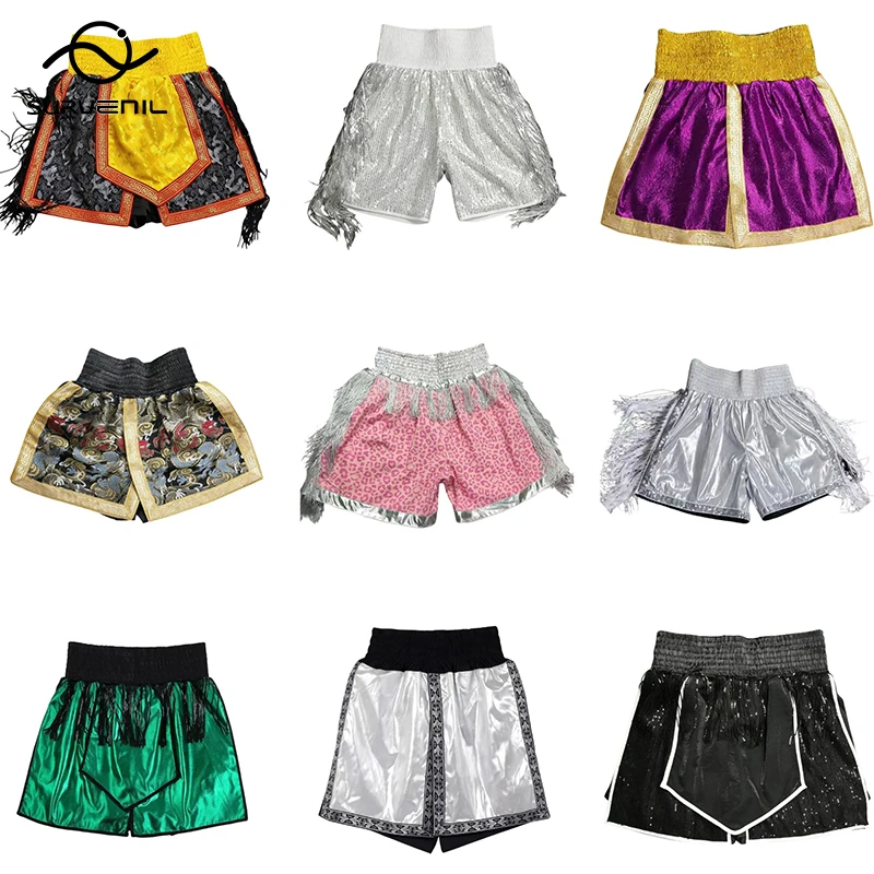 

Брюки для бокса премиум-класса для тайского бокса для мужчин, женщин и детей, тренировочные плавки для соревнований, боевые шорты для ММА, борьбы, кикбоксинга