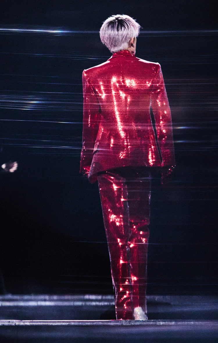 بدلة ترتر حمراء للرجال موسيقى الجاز الهيب هوب أداء الزي الكبار شارع الرقص مرحلة فريق زي الذكور السراويل بنطلون سترة Dancewear yj