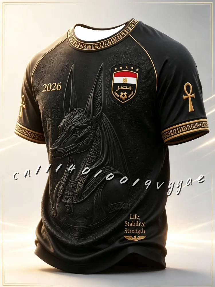 2026 Ägyptischer Stil Team Raglan Fußballtrikot Vollständig Altägyptisches Jacquard Schnelltrocknend Atmungsaktiv Fan Sport Trikot Familie Kinder T-Shirts