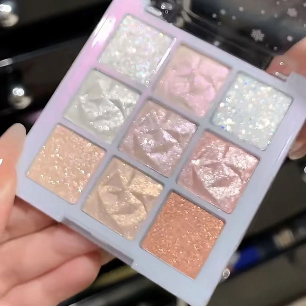9-Grids Snow Glitter Eyeshadow Palette Pearlescent Eye Shadow Shimmer แต่งหน้ายาวนานผู้หญิง Beauty Eye แต่งหน้าเครื่องสําอาง 2025