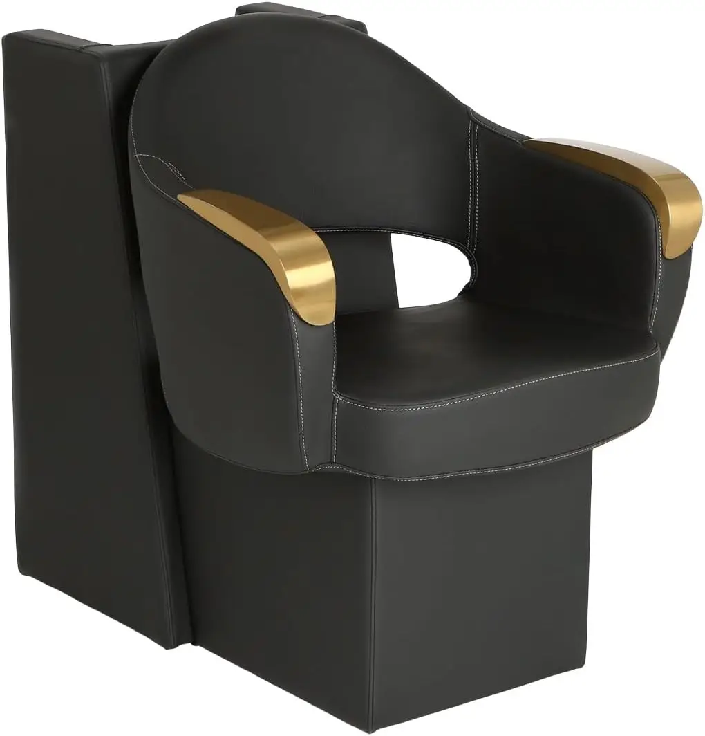 Buy-Rite Luna Gold Dryer Chair For Professional Salons With Brushed Gold Armrests, Premium Vinyl With Intricate Stitch Pattern,