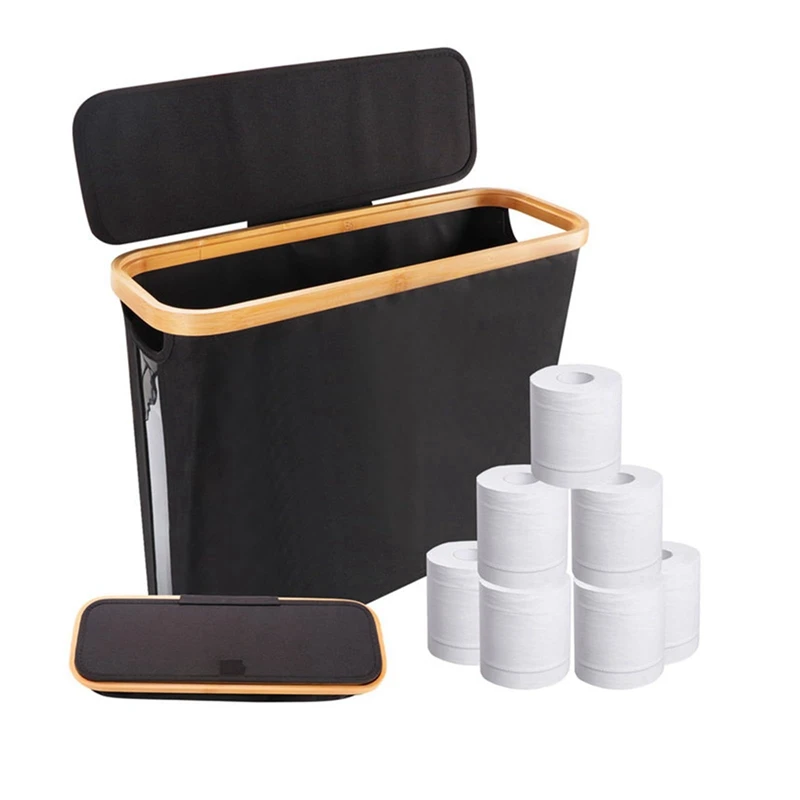 Toilet Paper Basket, Foldable Toilet Paper Storage Basket With Lid, Toilet Paper Storage Rack