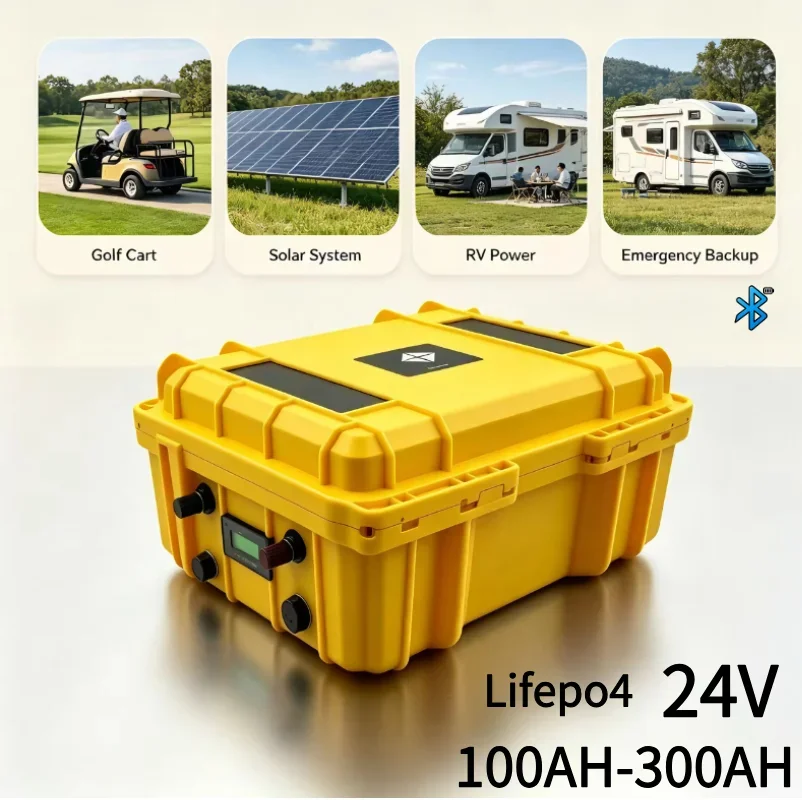24V LiFePO4 Rechargeable Battery Pack 100‑300Ah, Equipped With Matching Charger, Reliable Power Unit for RV, Boat, Off‑Grid Sola