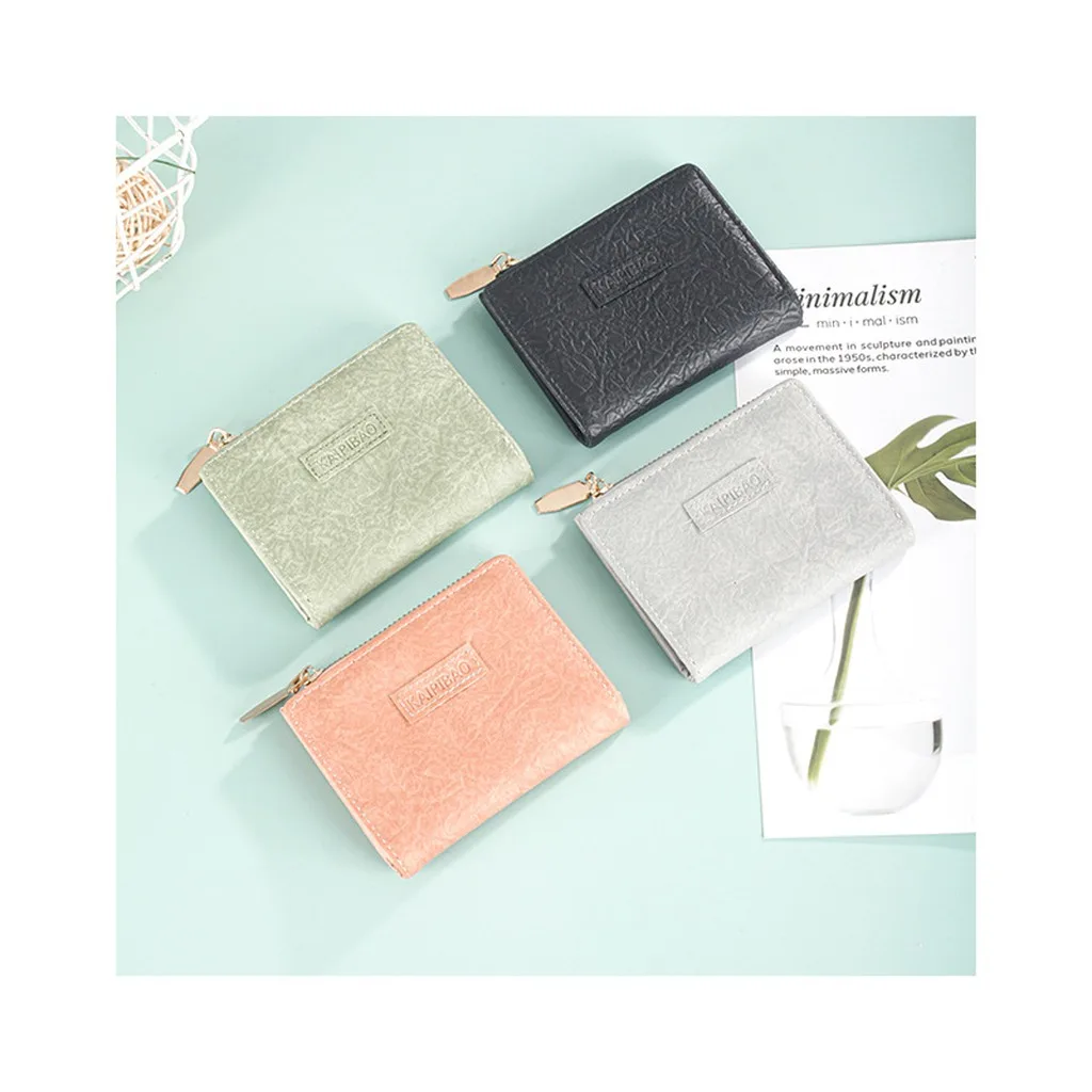 Card Holder Foldable Women'S Short Wallet Pu Wallet Compact Foldable Wallet For Commuting Outfits Students Student Daily Campus